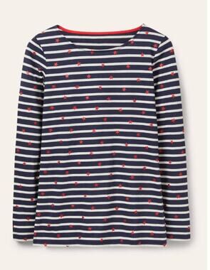 NWT Boden Navy Stripe Red Star Top US 4